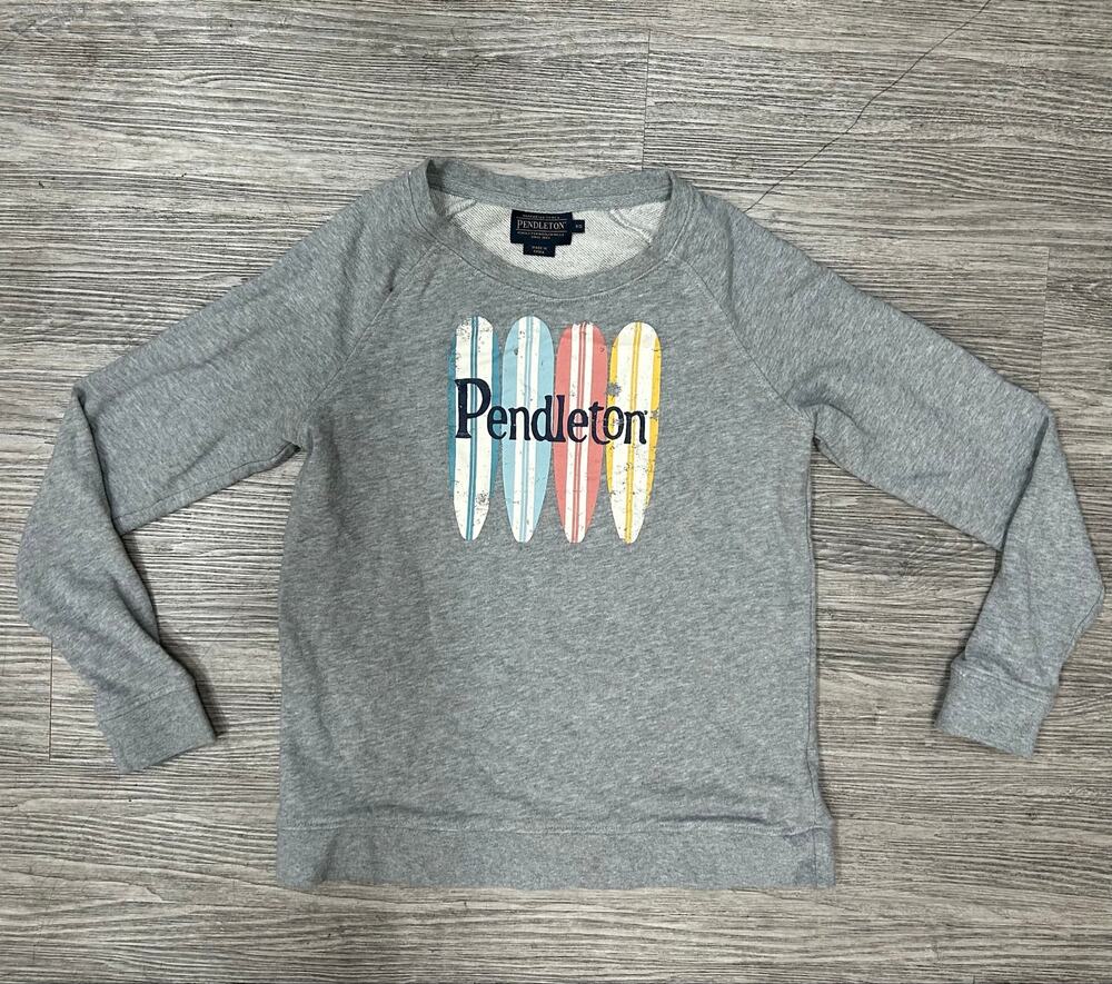 Pendleton Surfboard Graphic Crewneck Sweatshirt Gray Women's Size XS Pullover